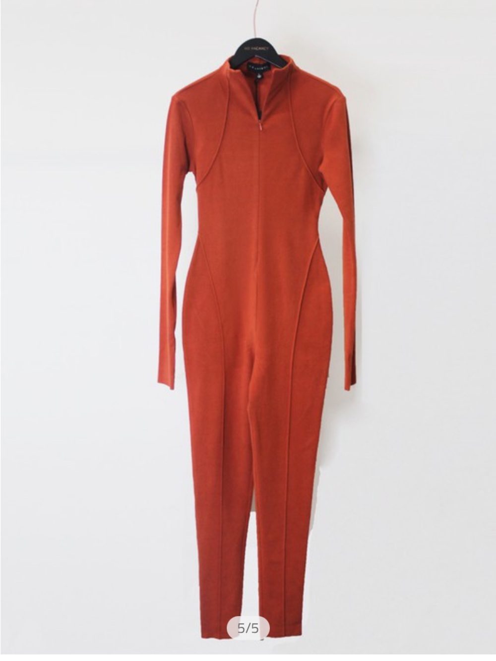 Rust Long-Sleeve Zip Jumpsuit - Unbranded
